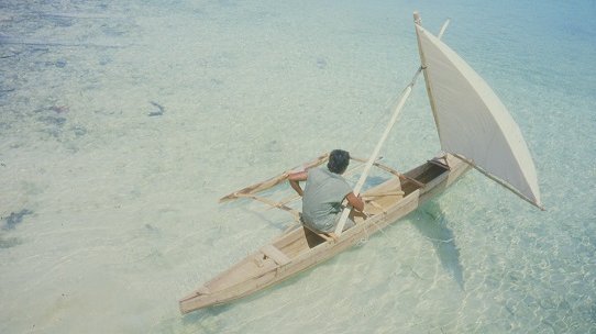 Probefahrt auf der Lagune, Funafuti, Tuvalu, 1987 © Dr. Volker Harms