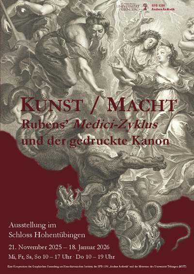 Ausstellungsplakat für "Kunst/Macht. Rubens' Medici-Zyklus und der gedruckte Kanon" mit den oben genannten Ausstellungsdaten