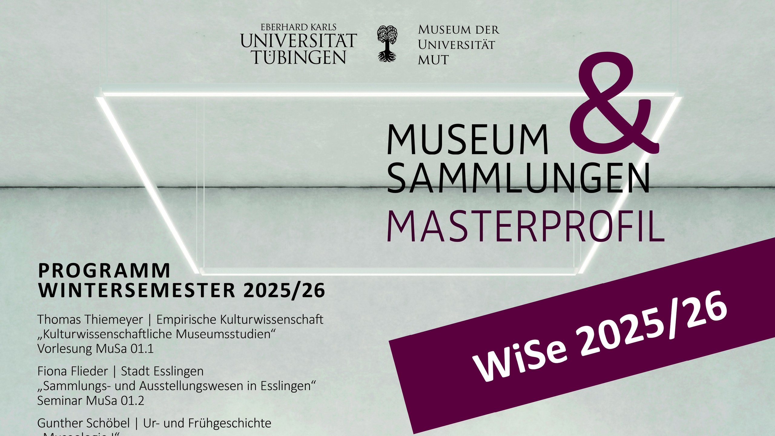 Posterkopf für das Programm des Masterprofils "Museum & Sammlungen" im Wintersemester 2025/26