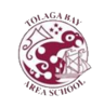 Rundes, in dunkelroten Linien ausgeführtes Logo der Tolaga Bay Area School