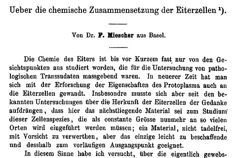 Originalpublikation von Miescher Originalpublikation von Miescher © Museum der Universität Tübingen