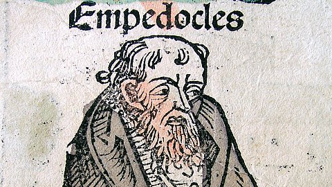 Darstellung des Empedokles in der Nürnberger Chronik von Hartmann Schedel, 1493