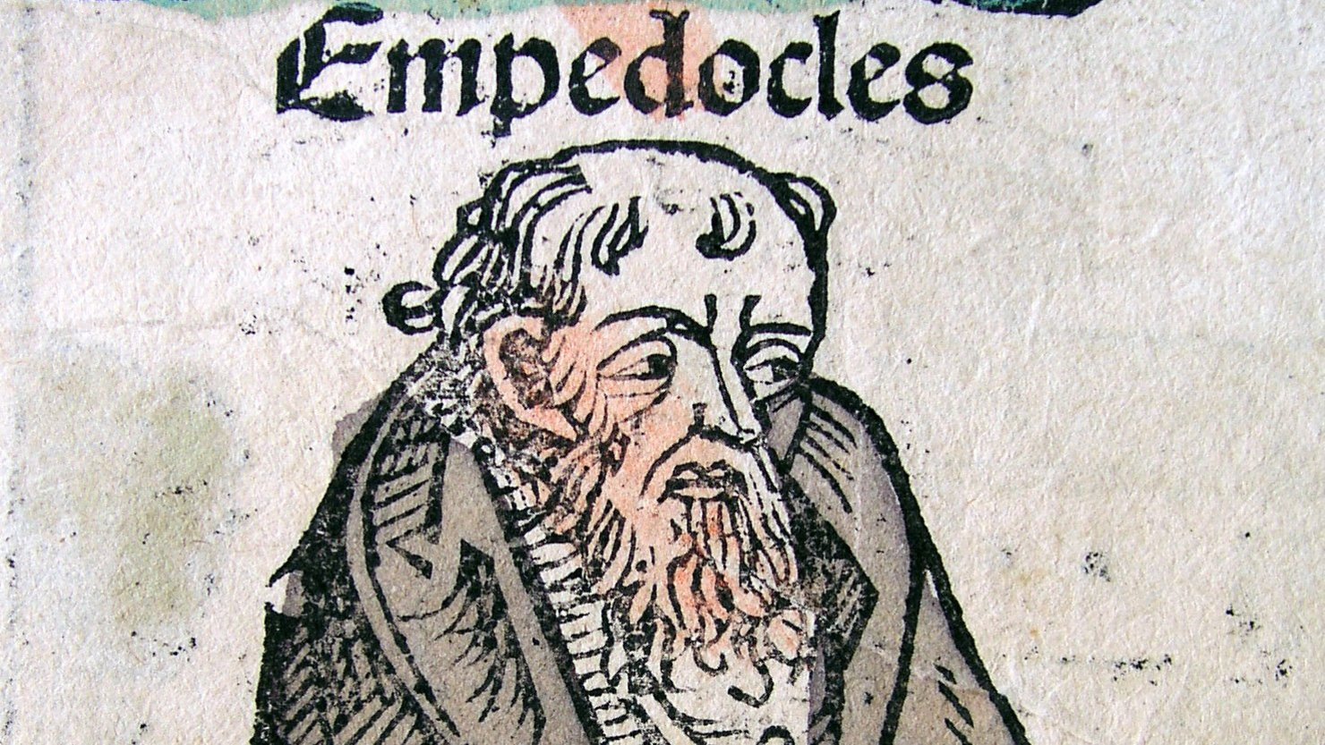 Darstellung des Empedokles in der Nürnberger Chronik von Hartmann Schedel, 1493