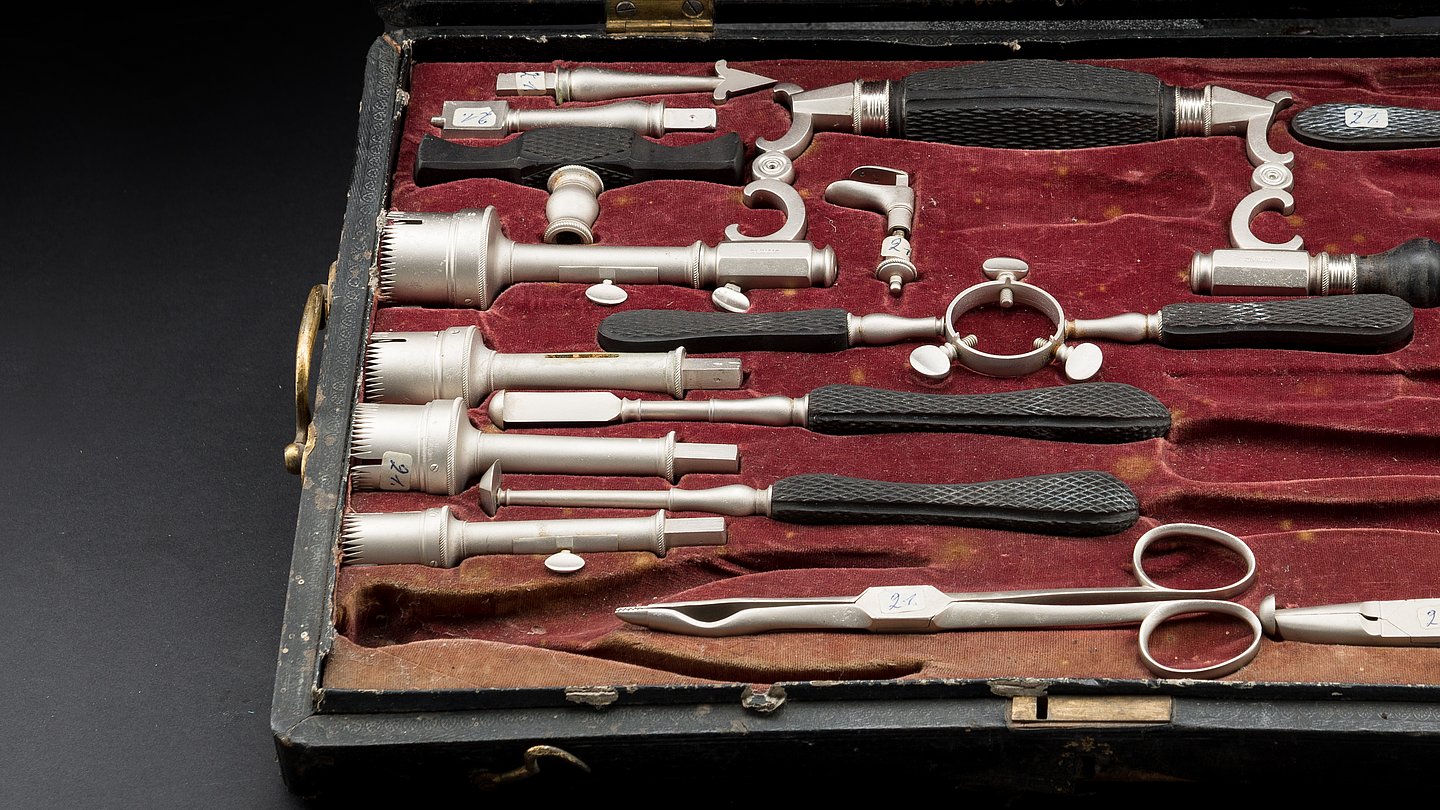 Trepanation set, 1841. The drills contained were used by doctors to open skulls