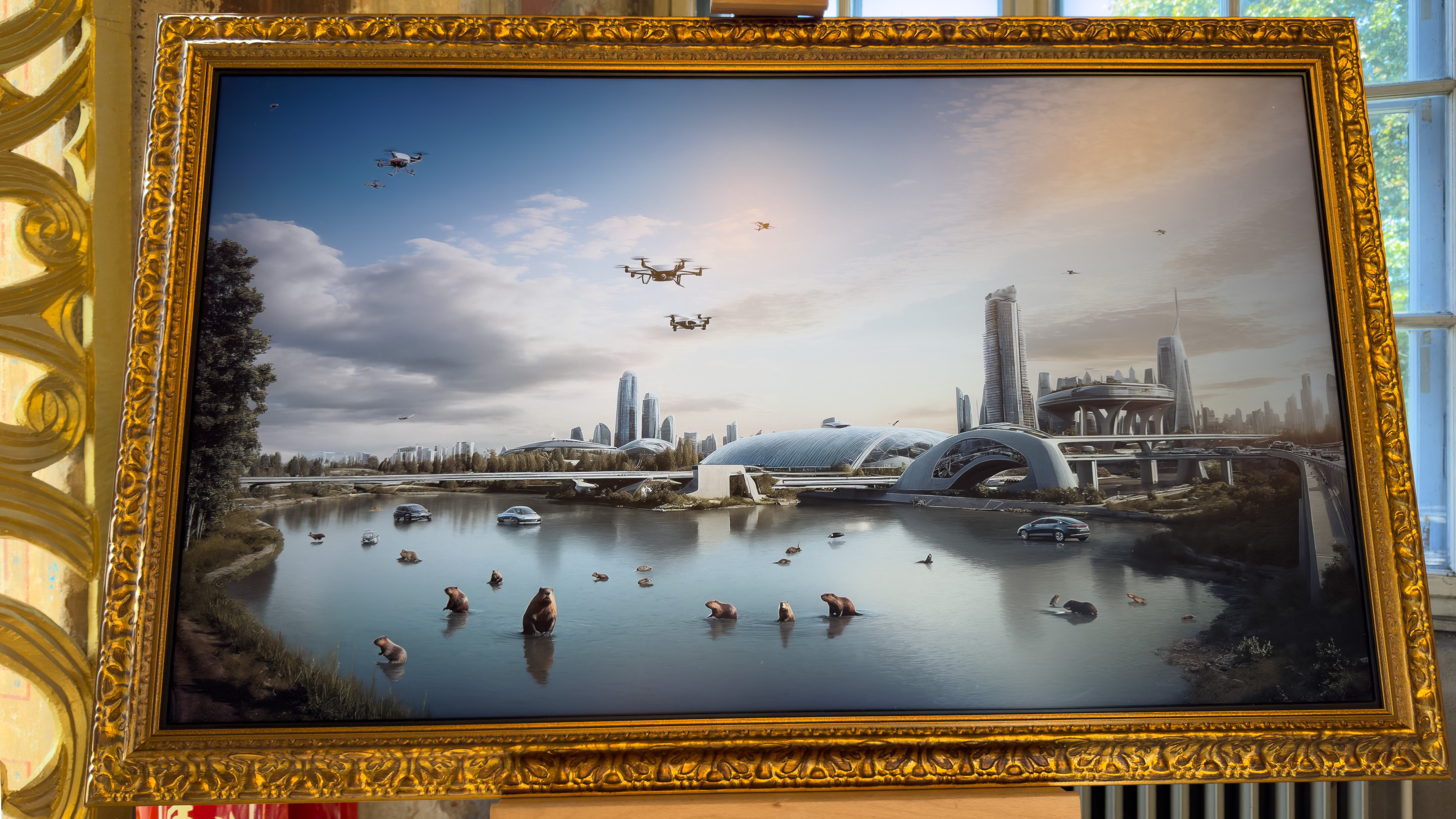 Zu sehen ist ein durch AI generiertes Bild in der Kinderbiennale "PLANET UTOPIA"