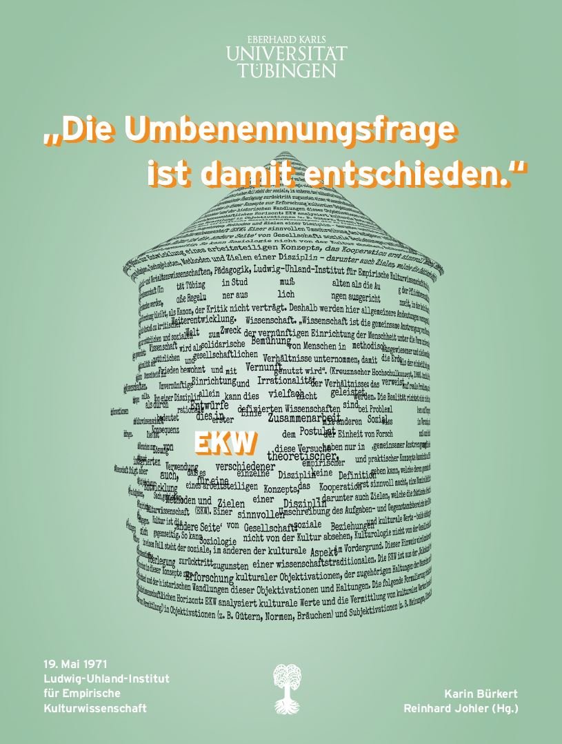 Cover "Die Umbenennungsfrage ist damit entschieden" against a tower out of lettering