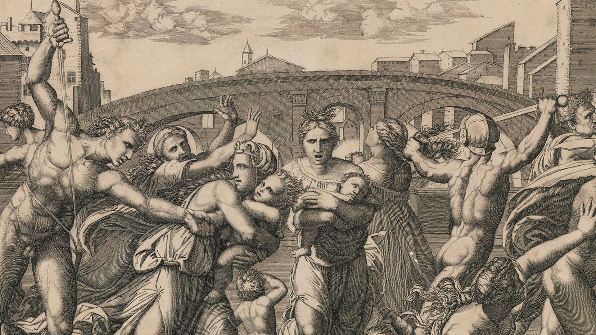 Marcantonio Raimondi (around 1480-1530/40) Child murder of Bethlehem copper-coated