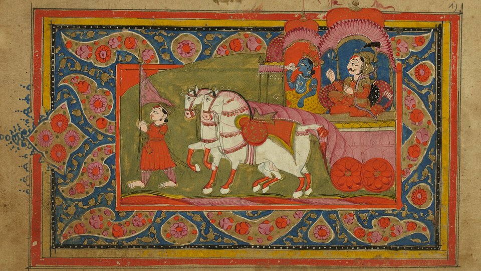 Krishna und Arjuna auf dem Streitwagen