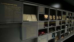 Display cases at the dental exhibition.