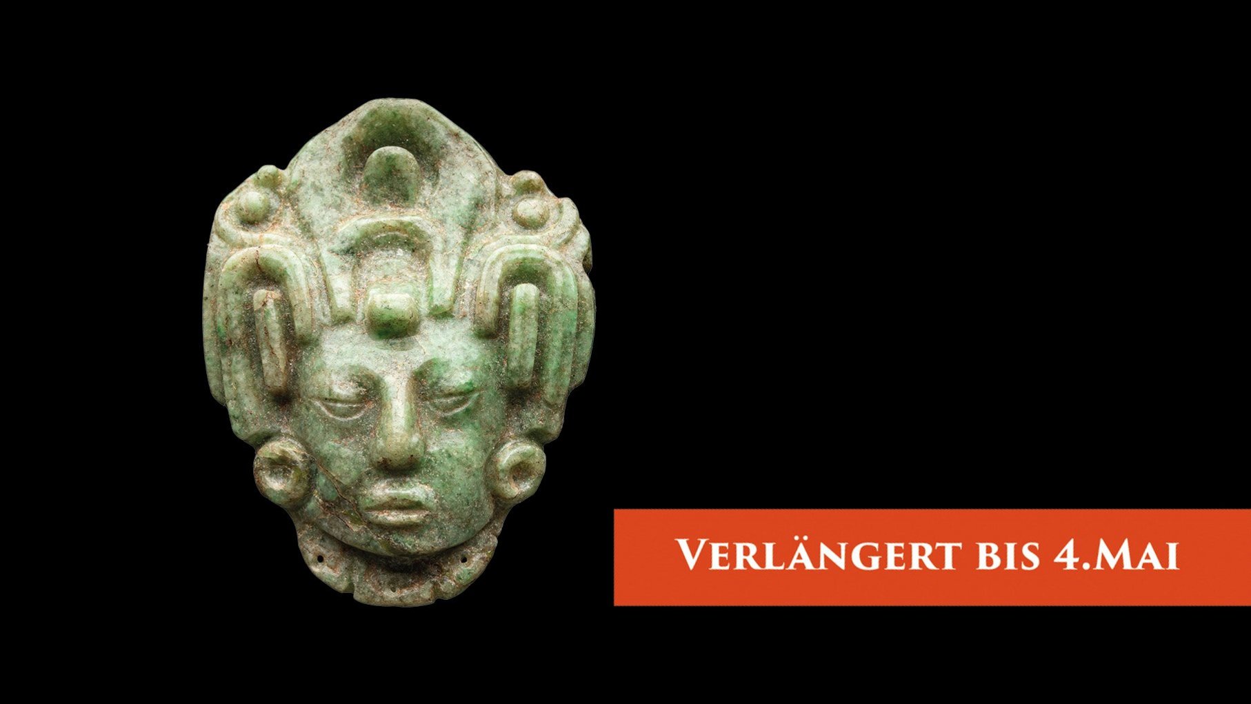 Kopf eines Maisgottes aus Jade, "Verlängert bis 4. Mai"