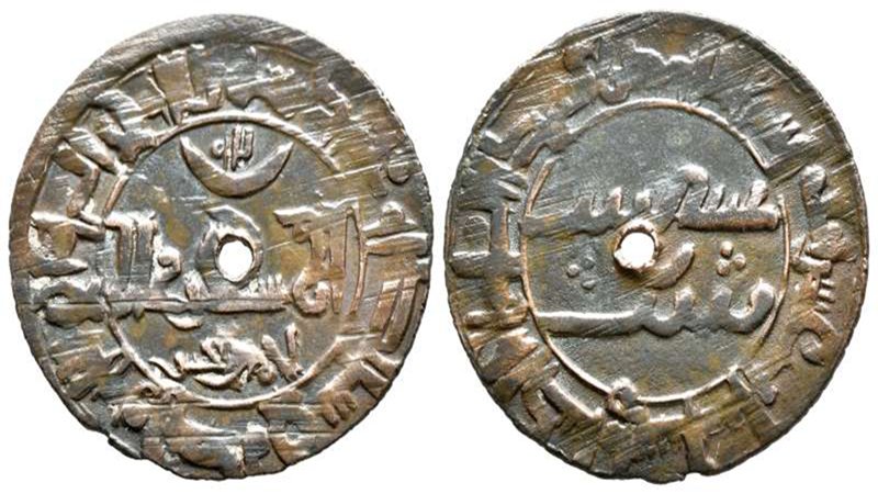 Die Münze des Februars ist von 1023 und wurde in al-Kuschani geschlagen, al-Kuschani, einem seltenen Prägeort nördlich von Samarkand im heutigen Usbekistan