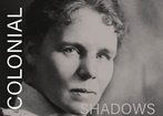 Black-and-white portrait of Elisabeth Krämer-Bannow with the lettering "Colonial Shadows" to her left and right
