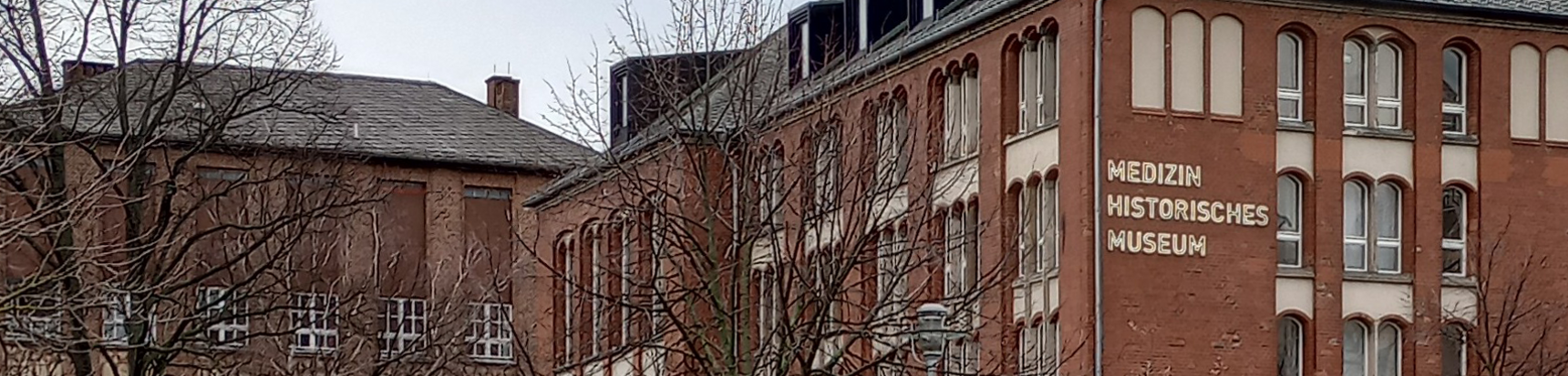Brick front of the Berlin Museum of medical history with the lettering "MEDIZIN/HISTORISCHES/MUSEUM" (Museum of medical history) at the building