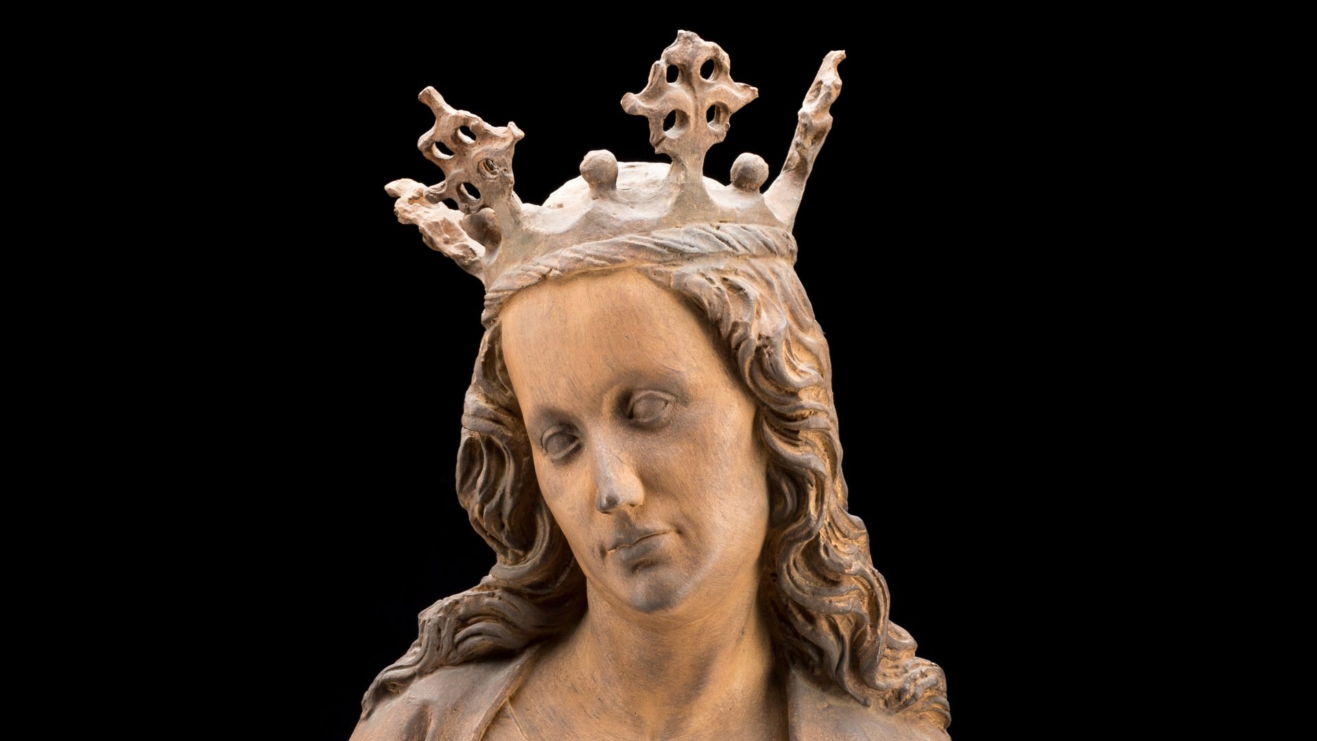 Saint Apollonia with her attribute of pliers, patron saint of dentists, plaster, early 20th c.