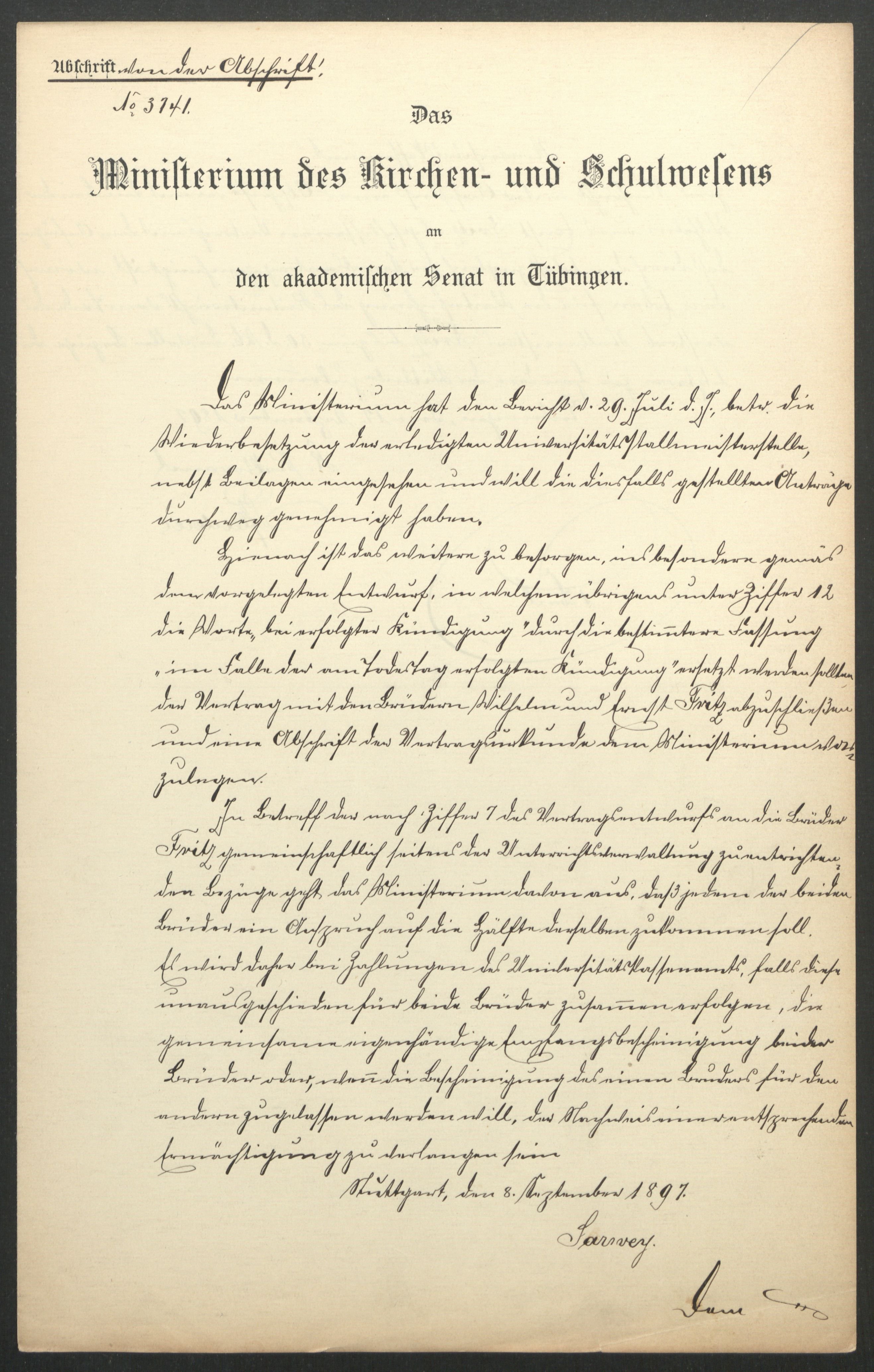 Universitätsarchiv Tübingen 715/22 Fotographie einer handgezeichneten Ernennung