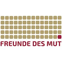 The logo of the Friends of MUT, featuring five rows of gold squares and a red square in the bottom right-hand corner, with the red lettering ‘Friends of MUT’ beneath it.