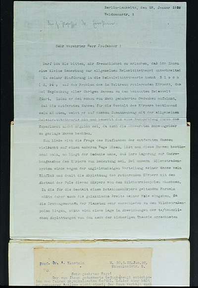 Vorderseite des Briefes von Genzmer an Einstein